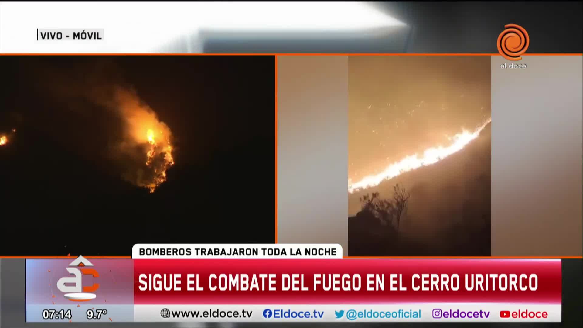 Continúa el combate contra el fuego en el Uritorco