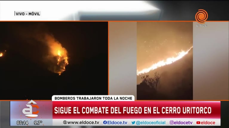Continúa el combate contra el fuego en el Uritorco