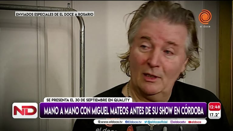Miguel Mateos en exclusiva con Noticiero Doce antes de su show en Córdoba