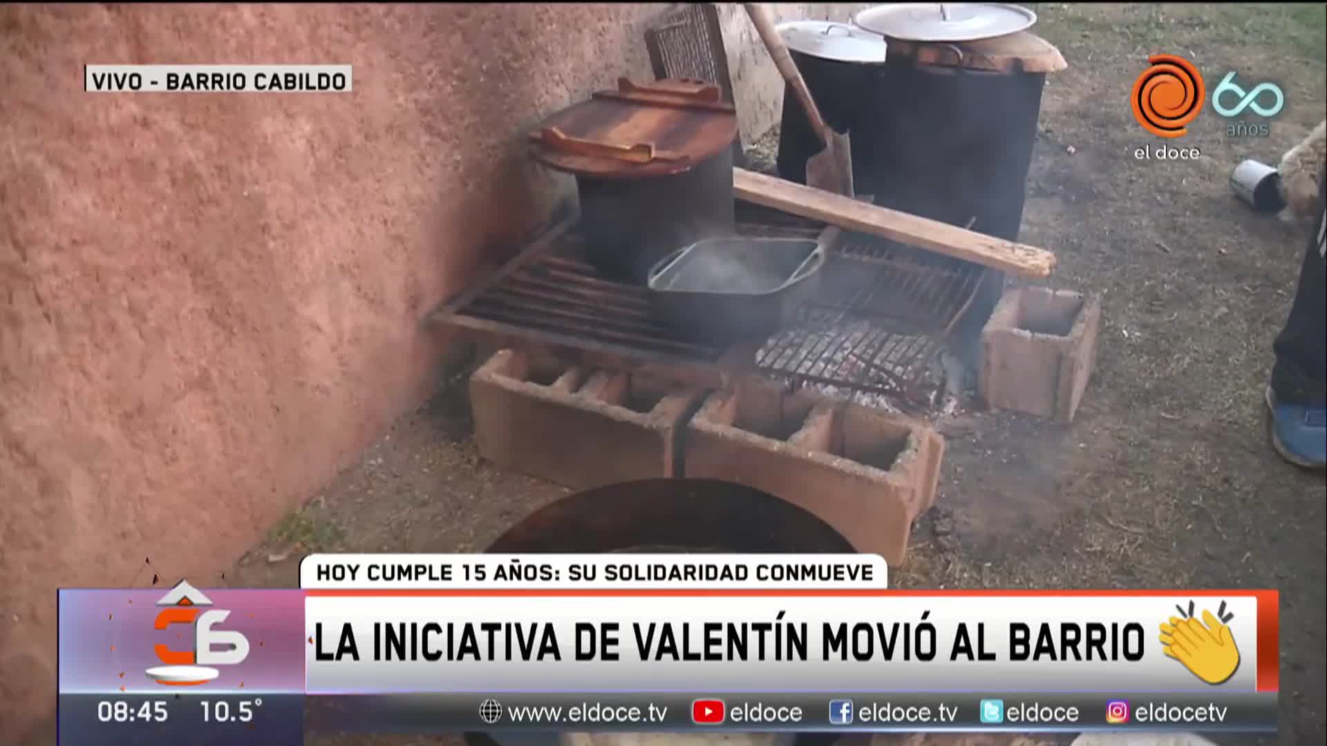 Valentín festejó sus 15 años ayudando a sus vecinos