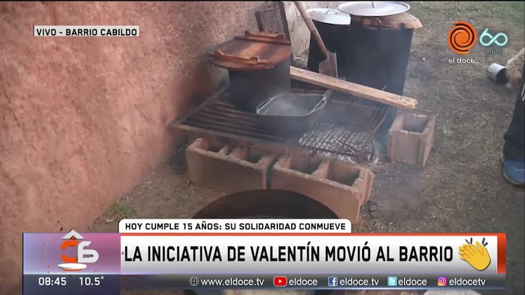 Valentín festejó sus 15 años ayudando a sus vecinos