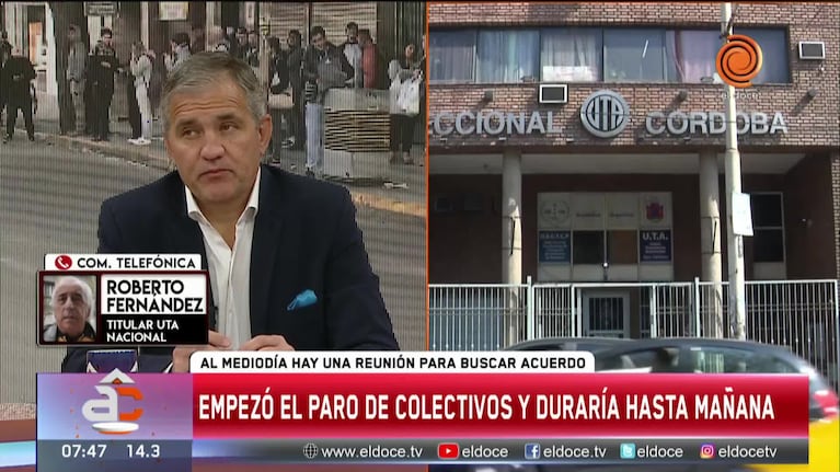 El titular de UTA nacional habló sobre el paro de transporte y responsabilizó al Gobierno
