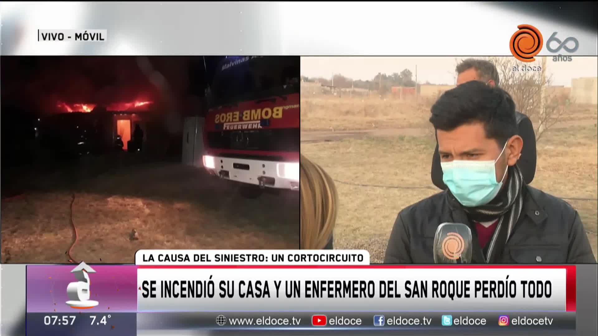 Se incendió la casa de un enfermero: lo perdió todo