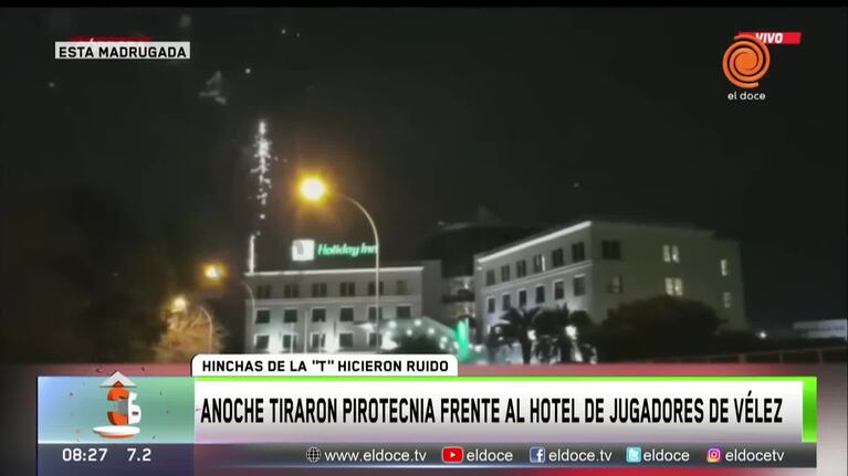 Los fuegos artificiales frente al hotel de Vélez