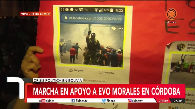 Marcha a favor de Evo Morales en Córdoba