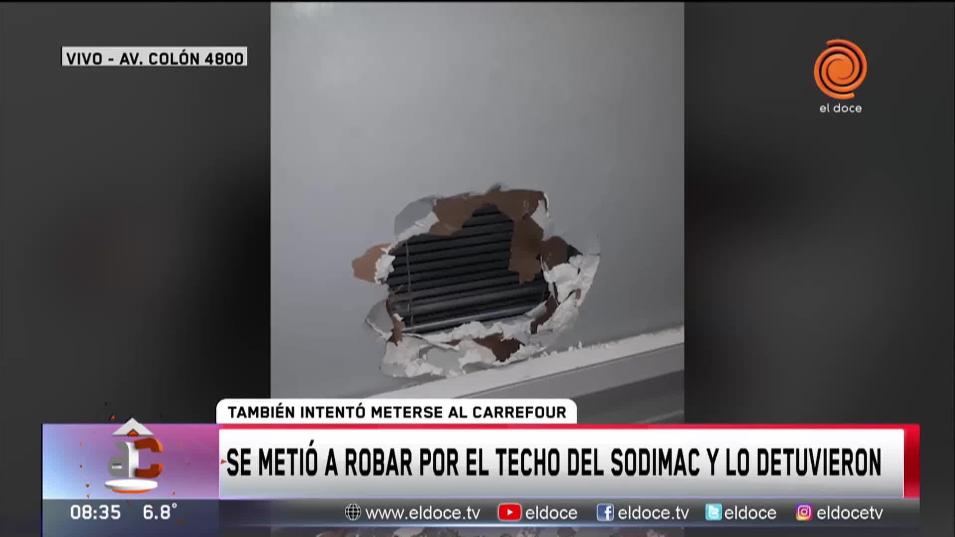 Hizo un boquete y se metió al Sodimac por el techo: lo agarraron robando