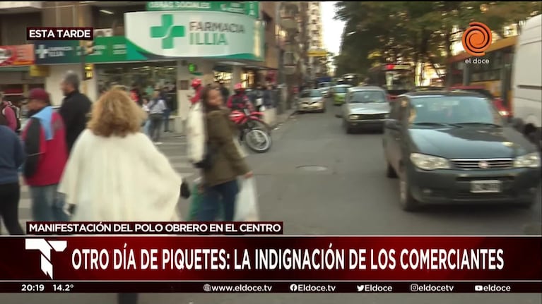 Quejas de los comerciantes del centro por los piquetes