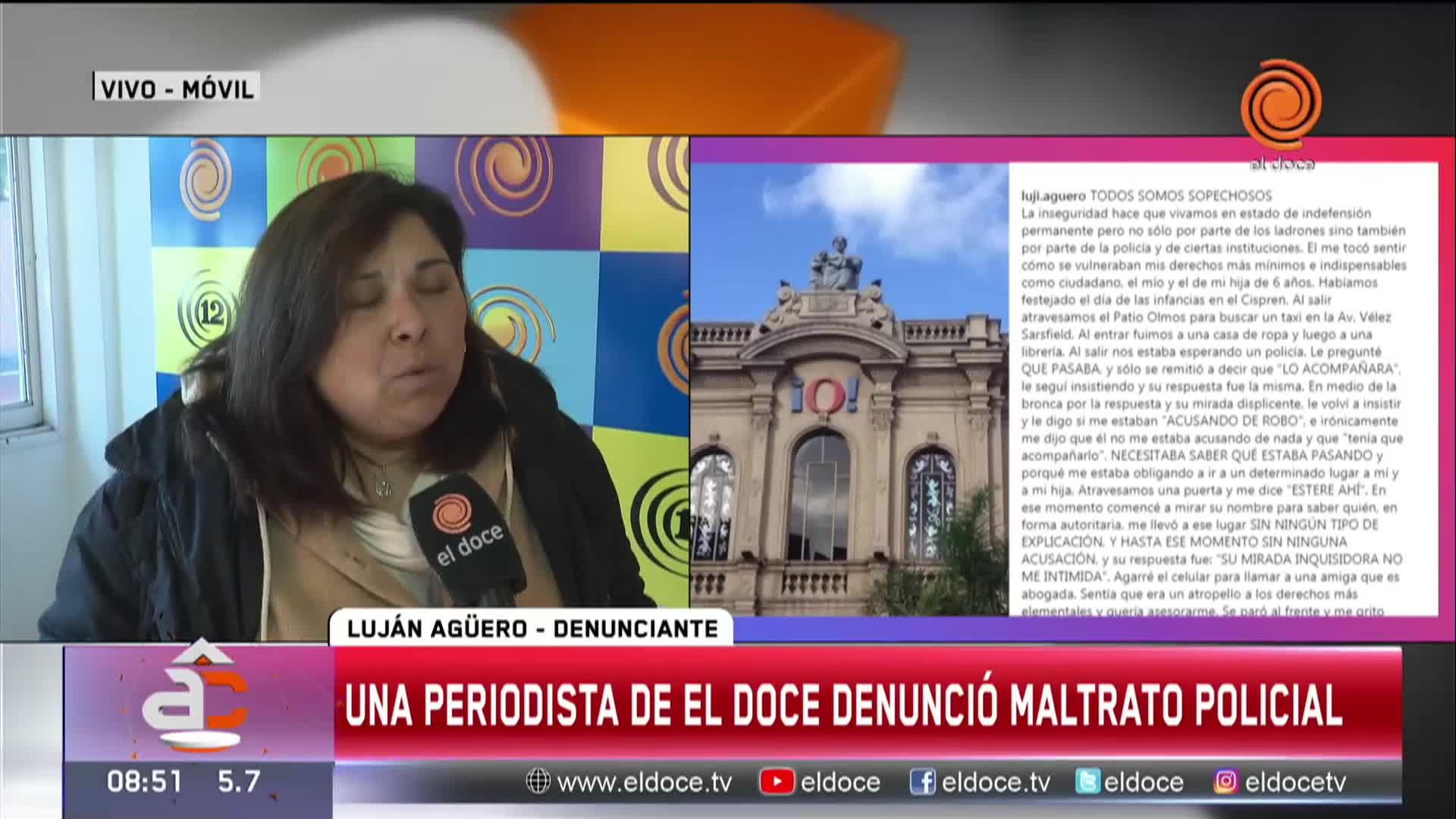 El relato de la periodista de El Doce que denunció maltrato policial