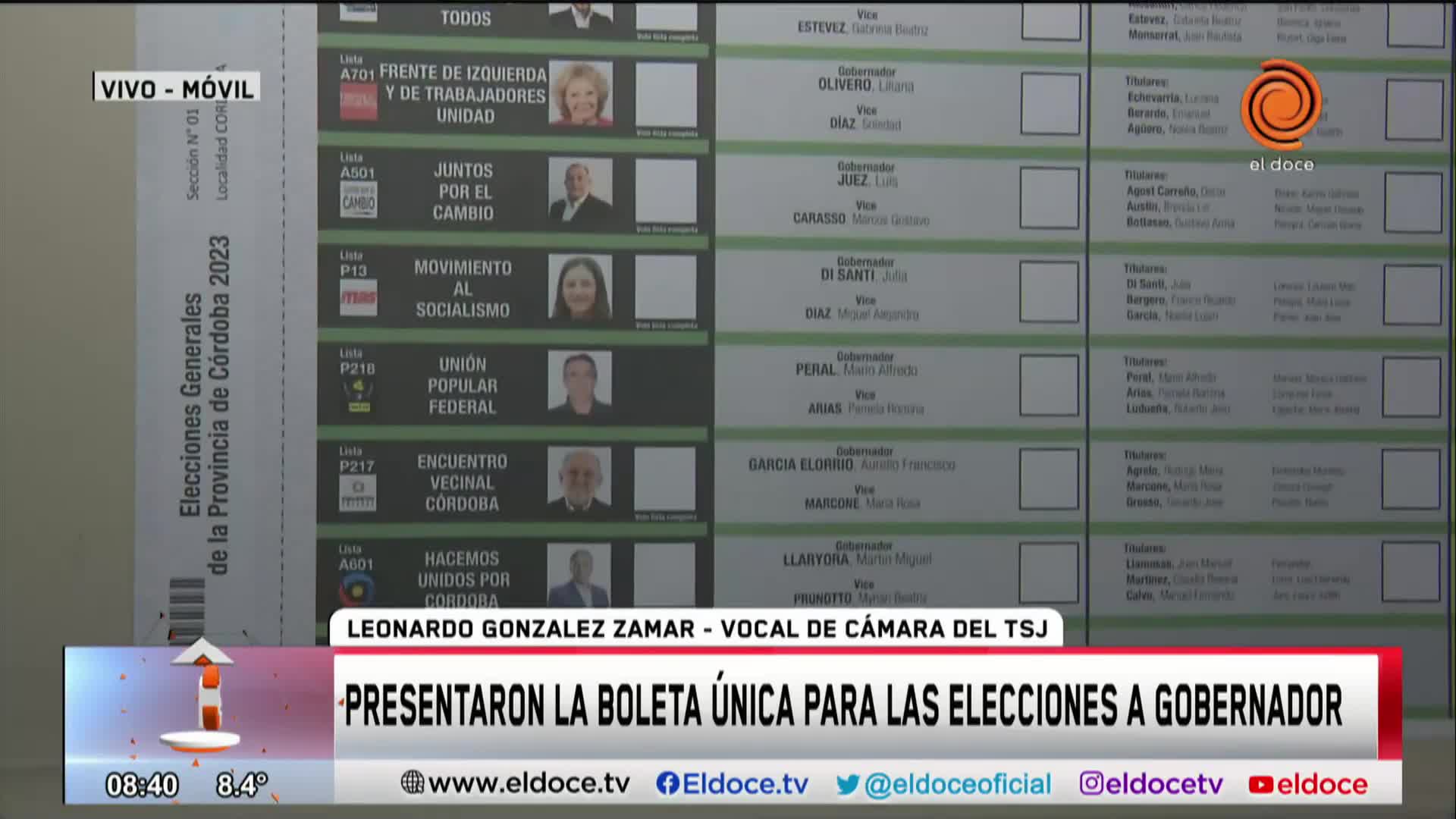 Presentaron la boleta con la que se elegirá gobernador