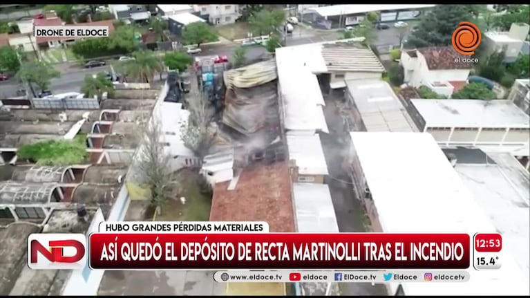 Córdoba: las imágenes aéreas del voraz incendio de un depósito