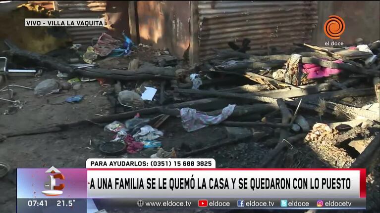 A una familia se le quemó la casa y perdieron todo