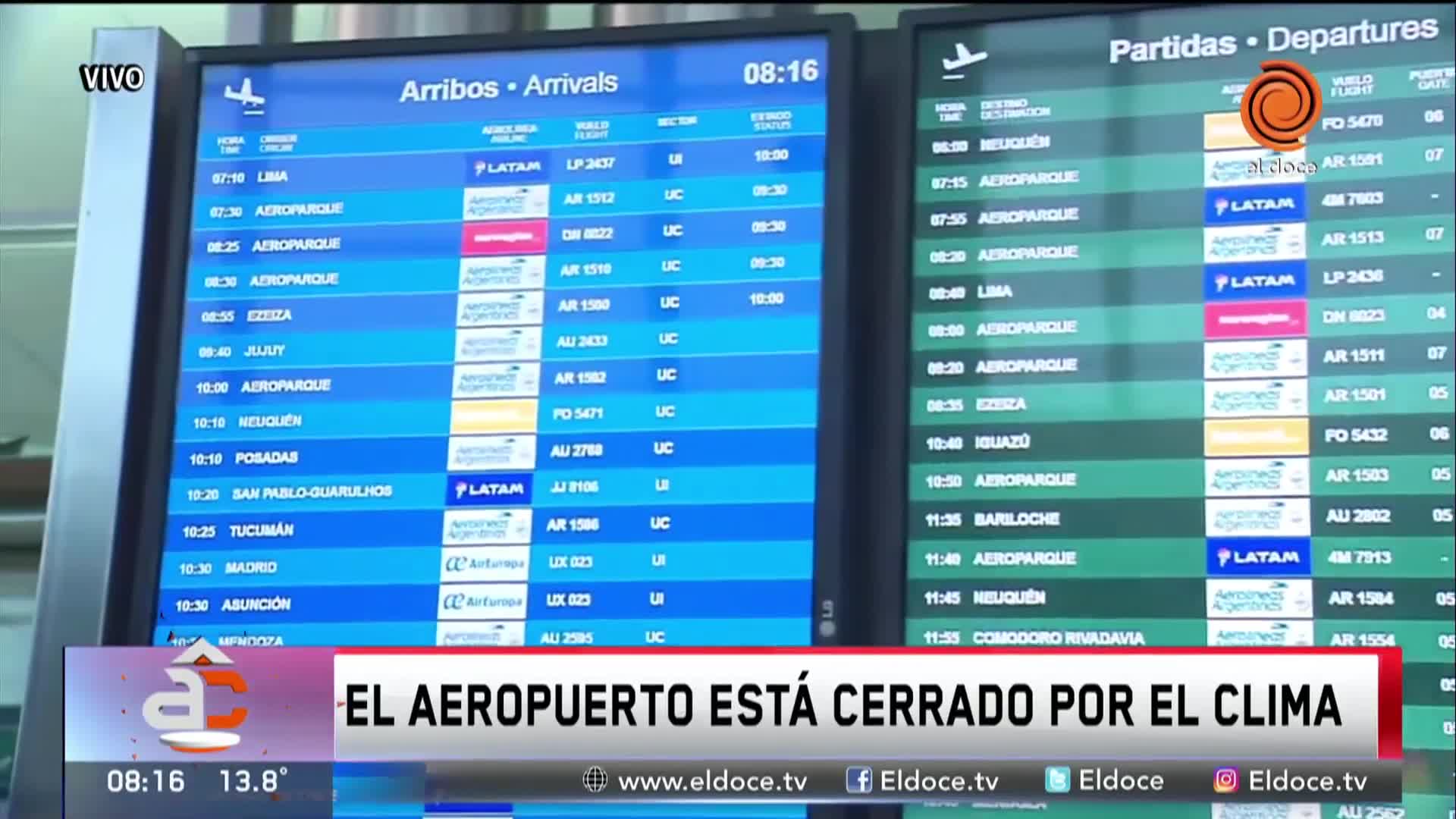 Vuelos cancelados por el clima en el aeropuerto