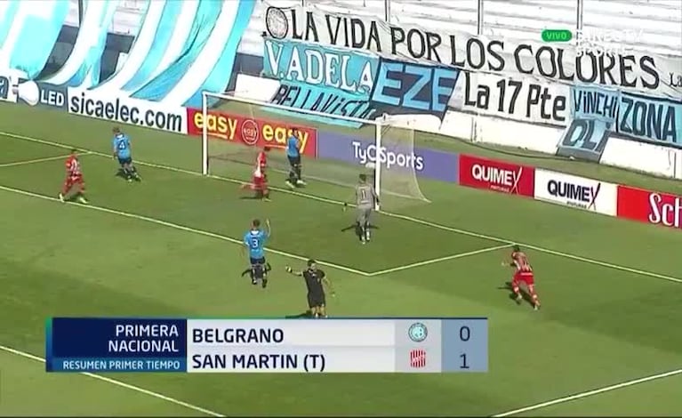 El gol del triunfo de San Martín (T) ante Belgrano