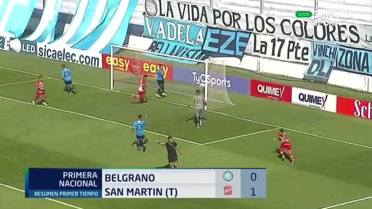 El gol del triunfo de San Martín (T) ante Belgrano