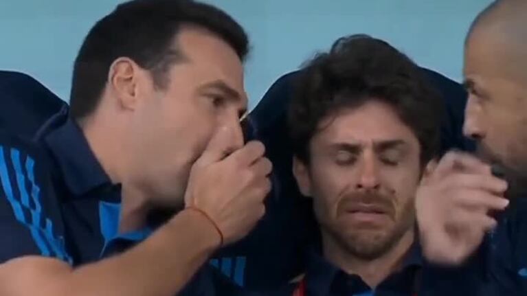 La emoción de Pablo Aimar tras el gol de Messi