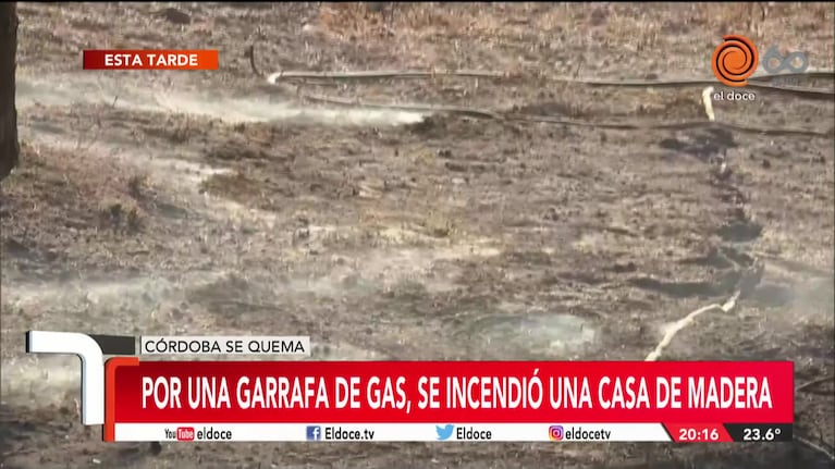 Fuego en Villa Giardino: explotó una garrafa y se quemó una casa 