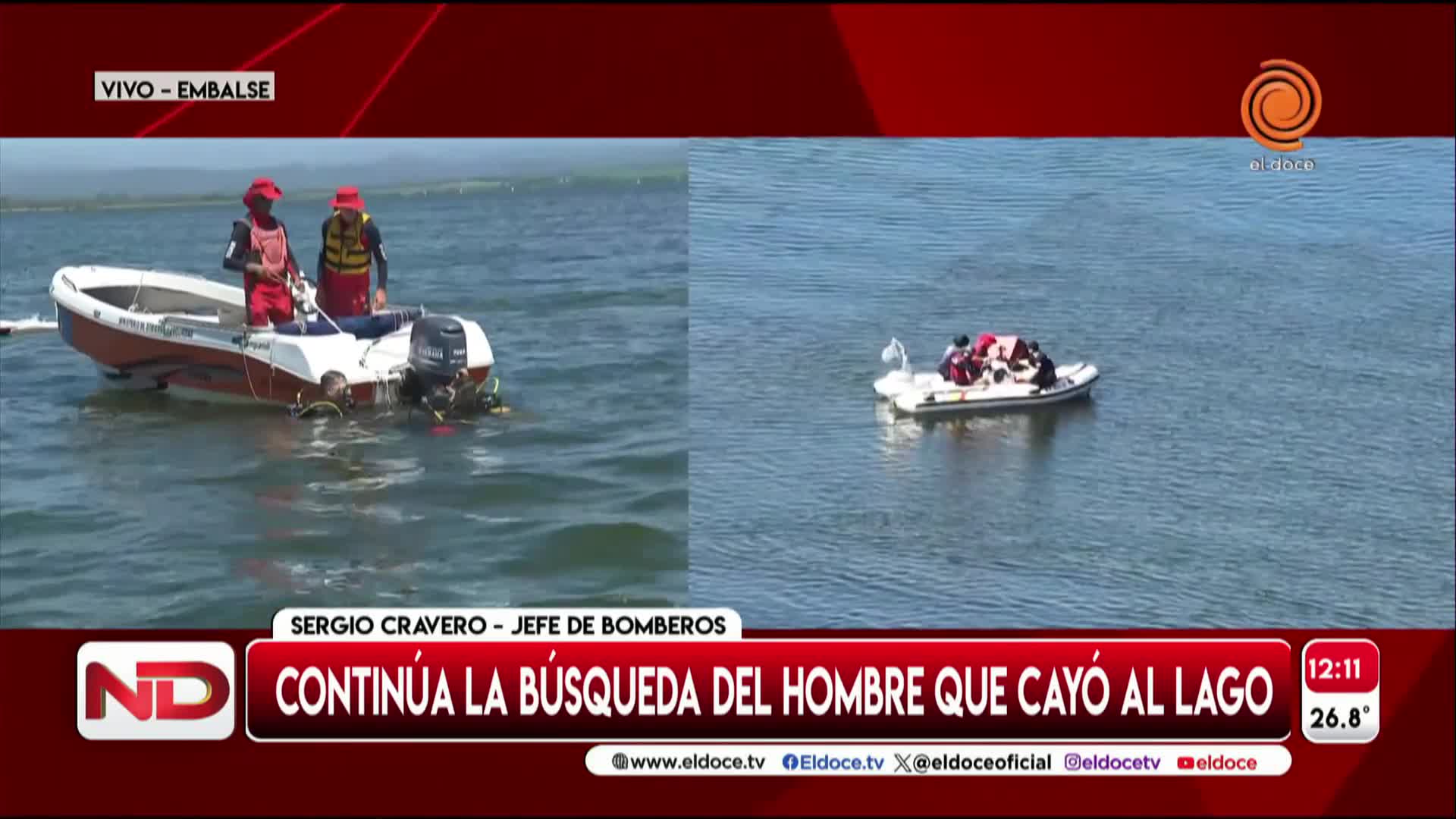 Así es la búsqueda de un hombre en el lago de Embalse con buzos