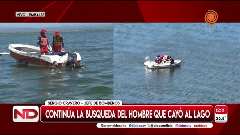 Así es la búsqueda de un hombre en el lago de Embalse con buzos