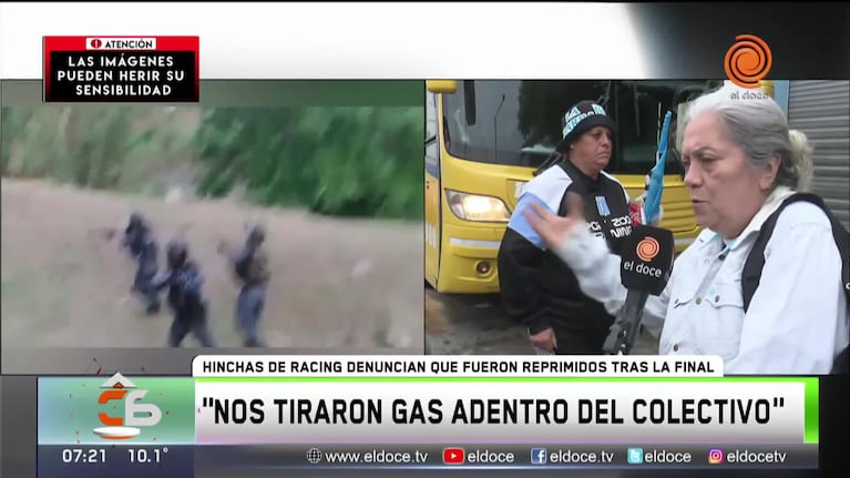 Hinchas de Racing denuncian represión policial 