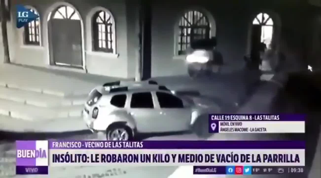 Les robaron el asado que estaban haciendo en la vereda