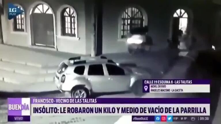 Les robaron el asado que estaban haciendo en la vereda
