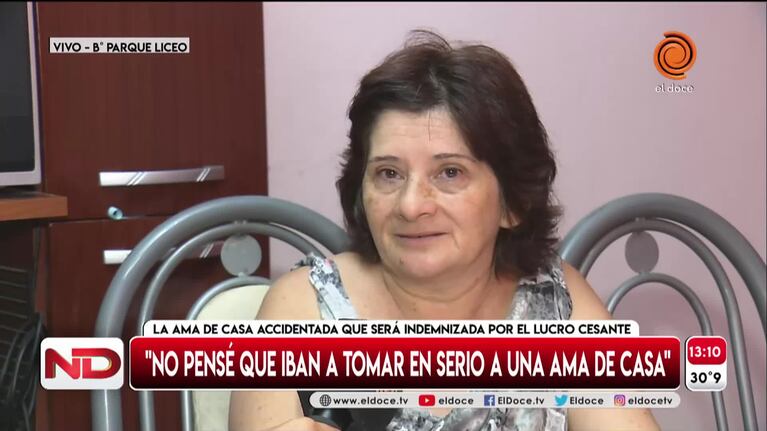 Ama de casa será indemnizada por lucro cesante tras sufrir un accidente