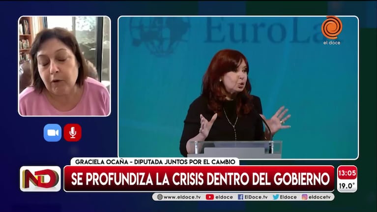 Graciela Ocaña catalogó de "grave" la crisis interna del Gobierno