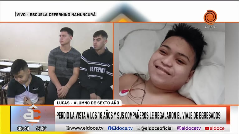 Lucas perdió la visión y sus amigos le regalaron el viaje de egresados