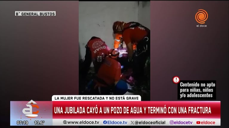 Rescataron a una jubilada que cayó a un pozo de agua