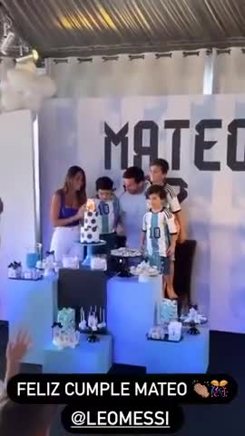 El festejo de Mateo Messi por sus siete años