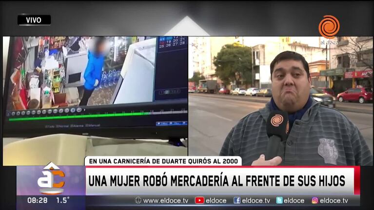 Entró a una carnicería y robó con sus dos hijas: todo quedó grabado