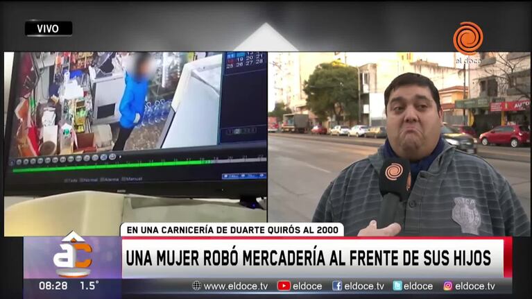Entró a una carnicería y robó con sus dos hijas: todo quedó grabado