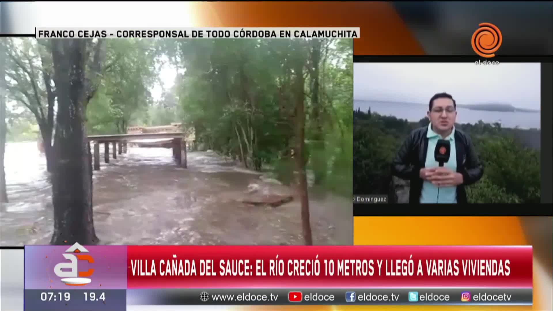 Por la tormenta creció el río y arrasó con cabañas en Calamuchita