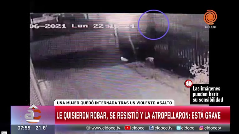 Una cámara registró a los delincuentes que atropellaron a la mujer