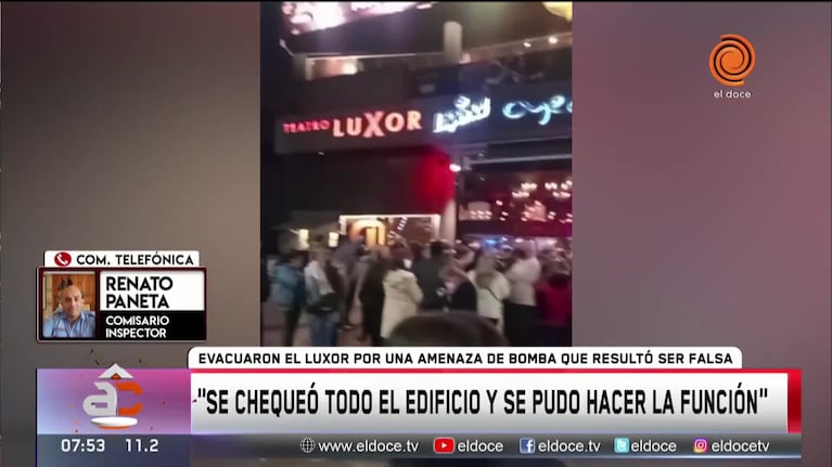 Una falsa amenaza de bomba obligó a evacuar el teatro Luxor en Carlos Paz