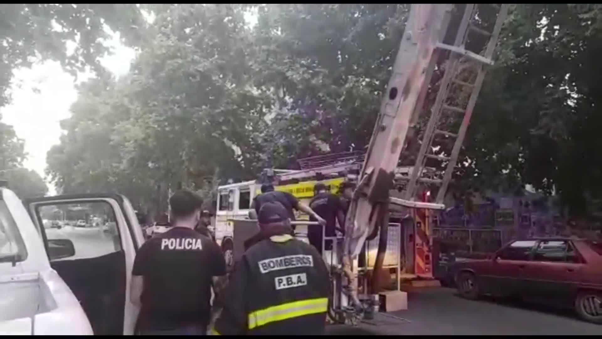 Tuvieron que bajar a un ladrón con una grúa