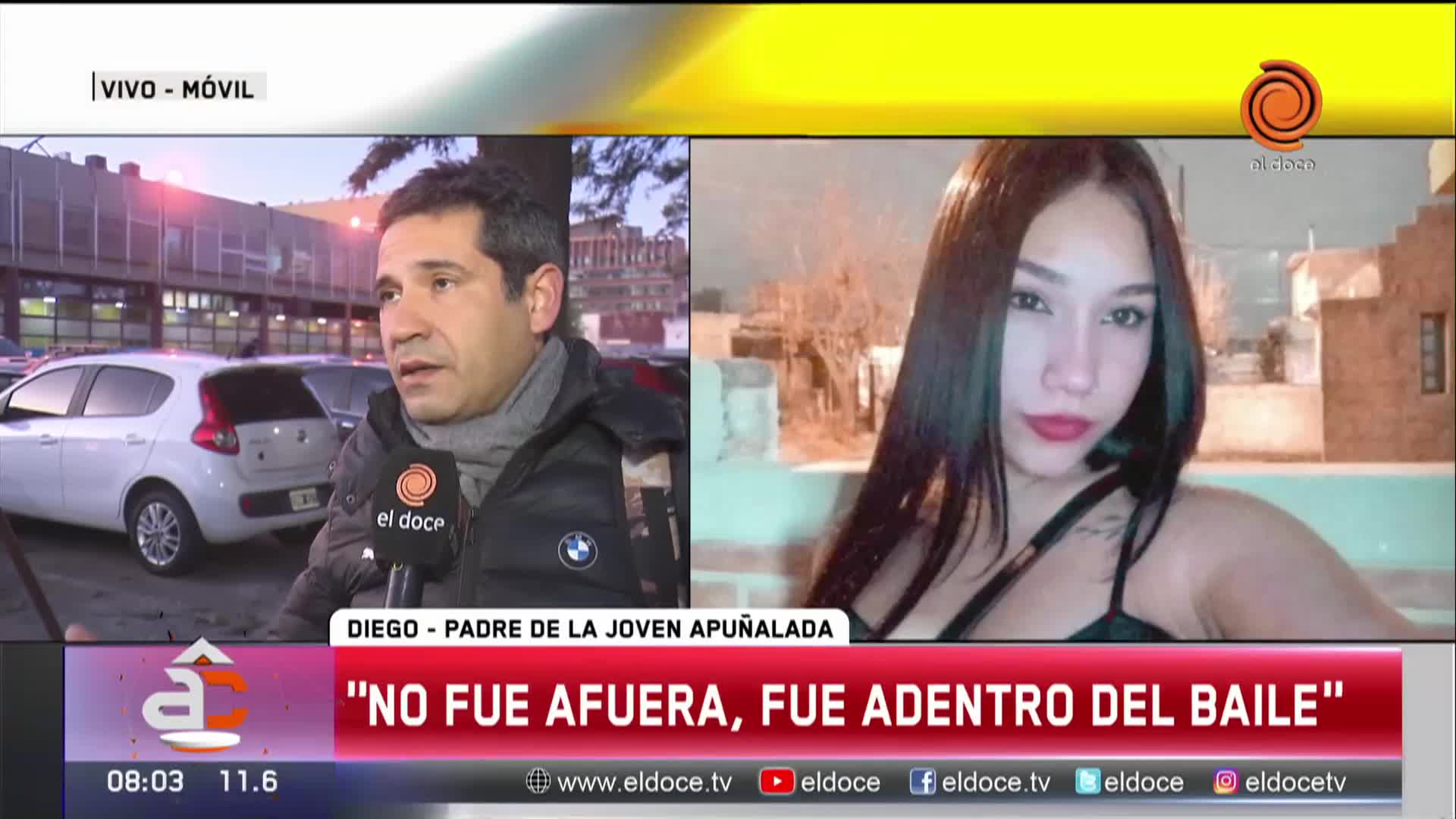 Según el padre de la joven apuñalada, el ataque fue adentro del baile