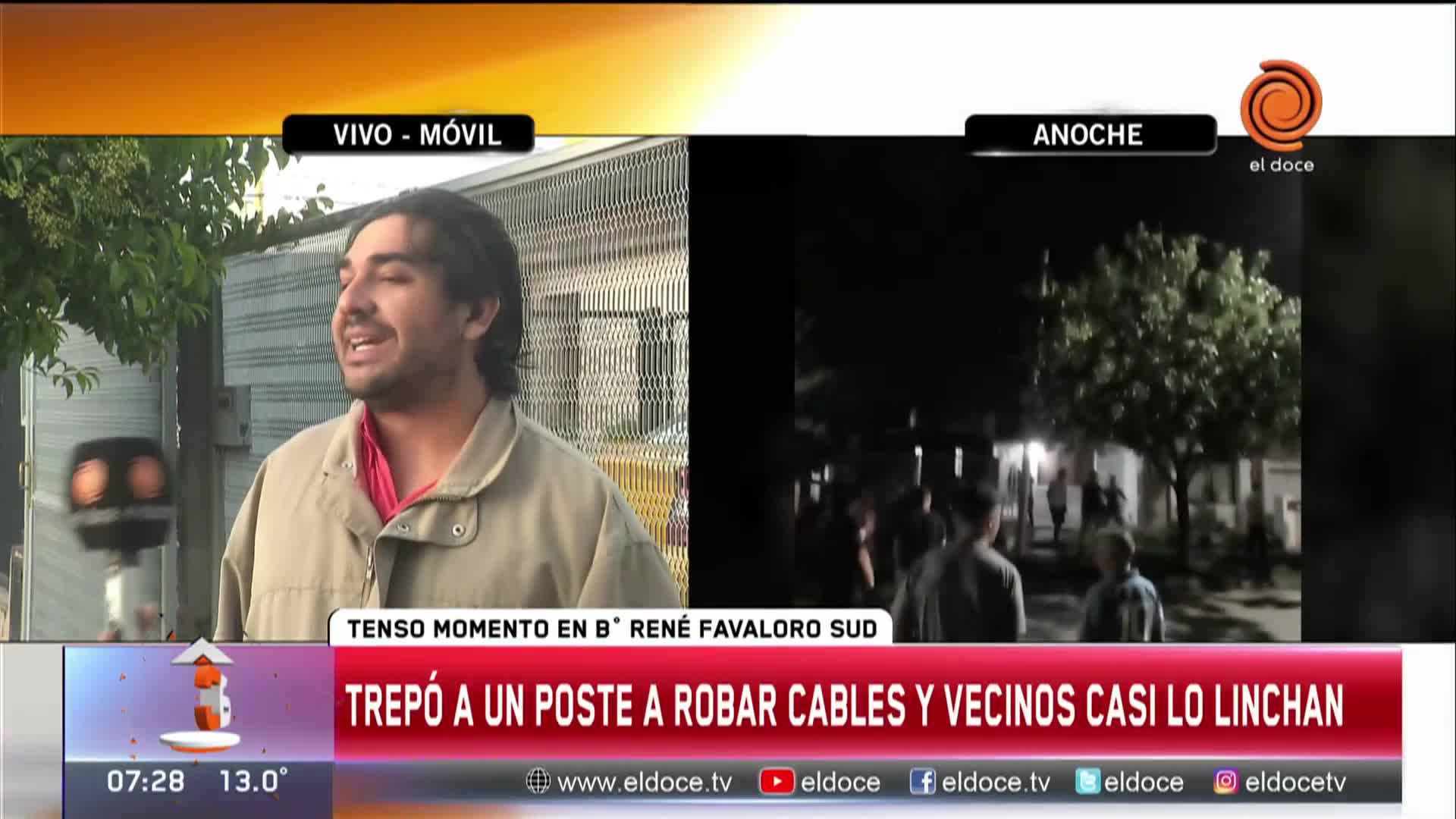 Trepó a un poste a robar cables y vecinos casi lo linchan en Córdoba