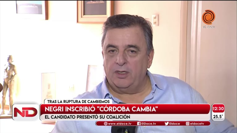 Mario Negri inscribió a "Córdoba Cambia" y cuestionó a Unión por Córdoba