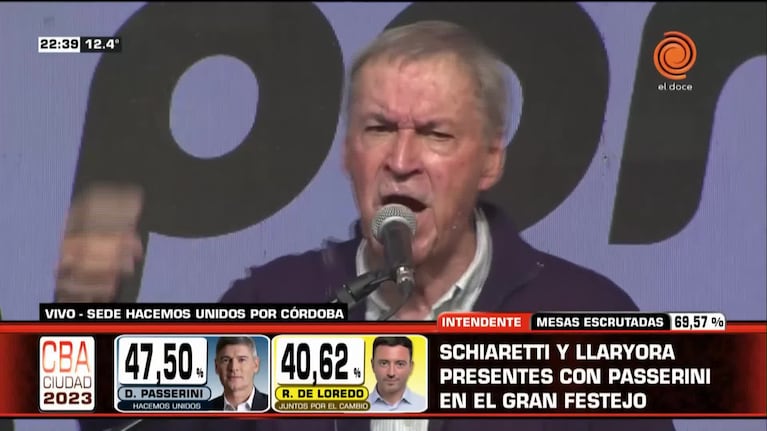 Schiaretti y el pedido de cuarteto en los festejos por Passerini