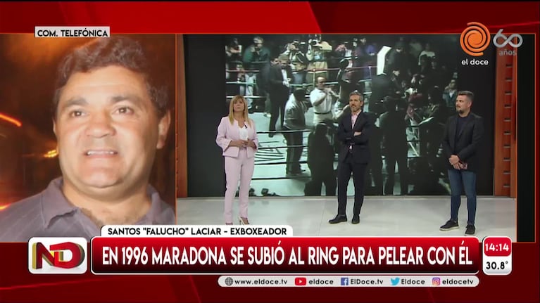 El boxeador Falucho Laciar recordó el día que peleó con Maradona en el ring