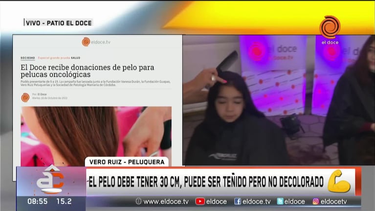 Dos nenas, las primeras en donar pelo en El Doce 