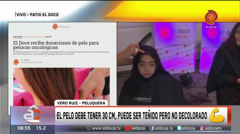 Dos nenas, las primeras en donar pelo en El Doce