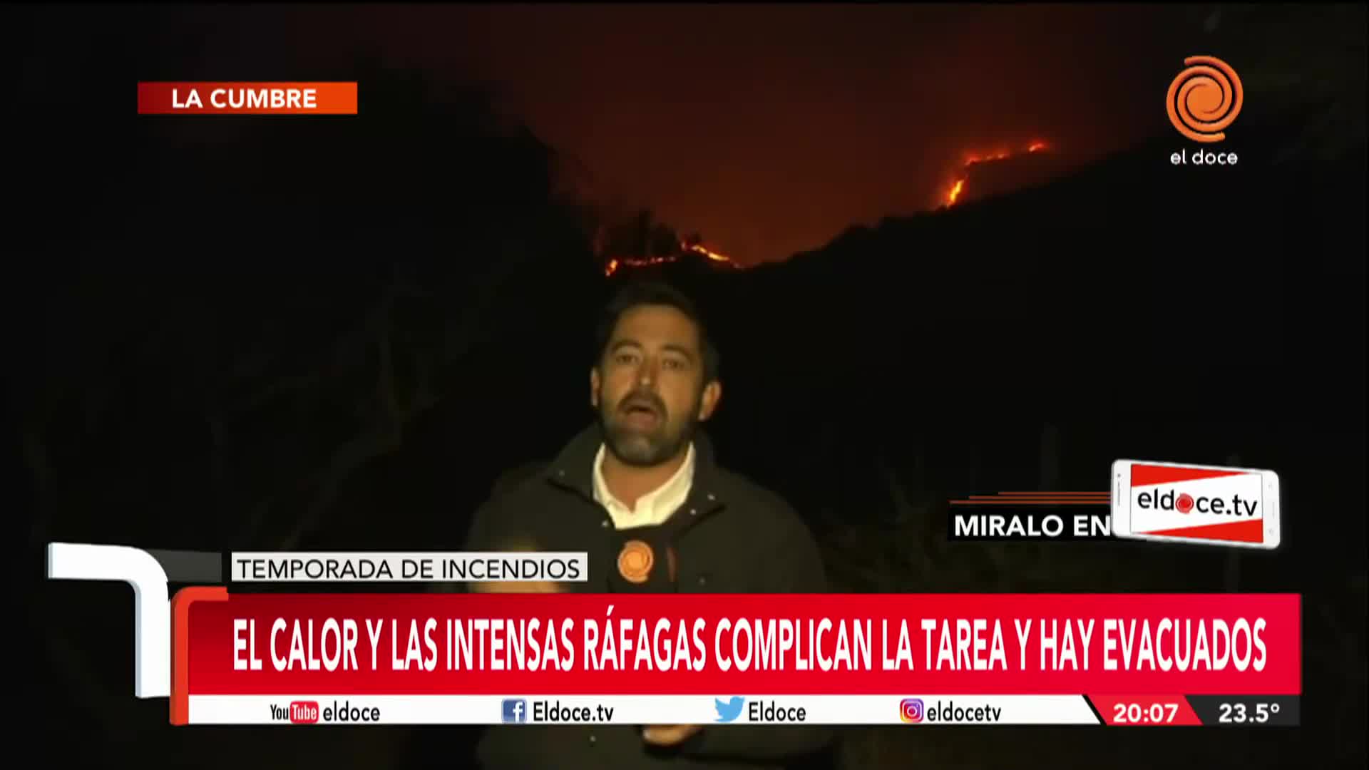 El fuego avanza con fuerza: buscan impedir que llegue a Villa Giardino