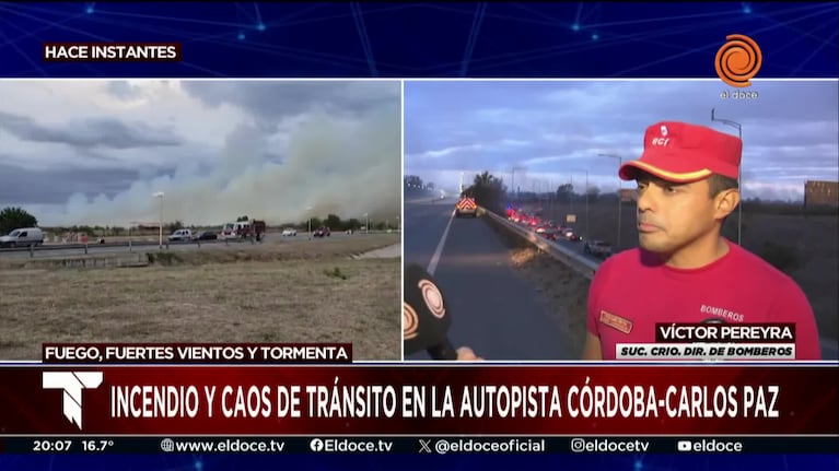Bomberos alertaron cómo avanzó el fuego camino a Carlos Paz