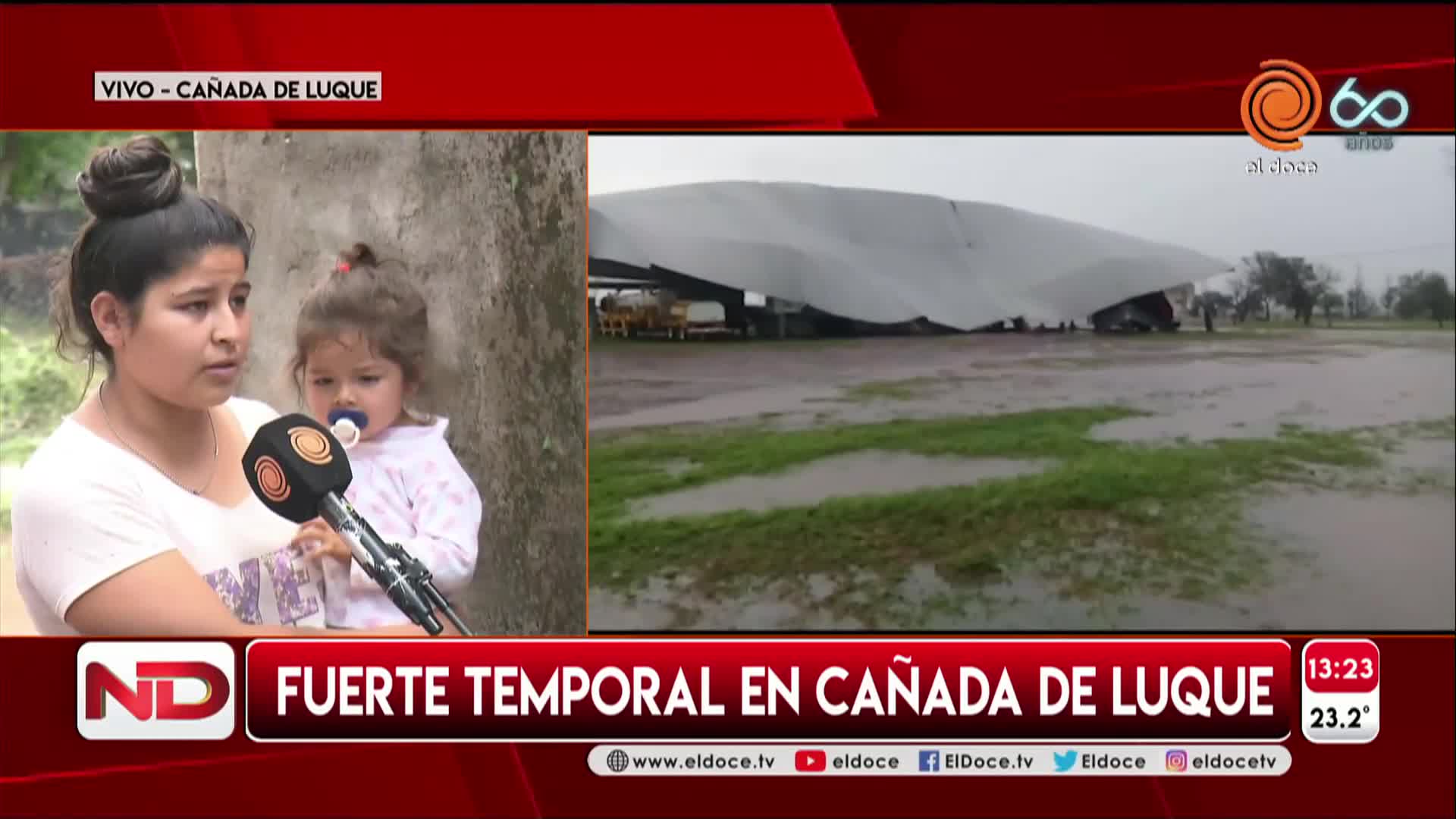 Cañada de Luque: el fuerte temporal hundió la ruta provincial 17