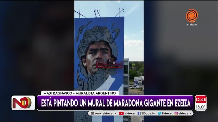 La familia Maradona lo eligió para inmortalizar a Diego con un mural en Ezeiza