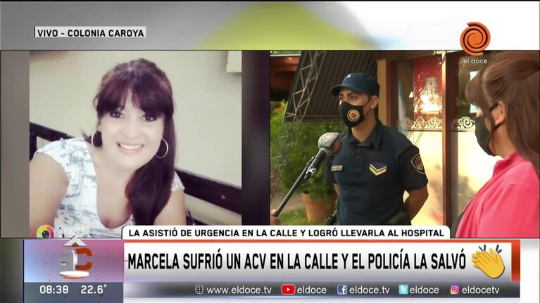 Tuvo a su ángel: una mujer sufrió un ACV en la calle y un policía le salvó la vida