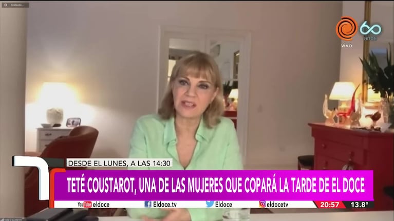 Teté Coustarot, una de las mujeres que copará la tarde de El Doce