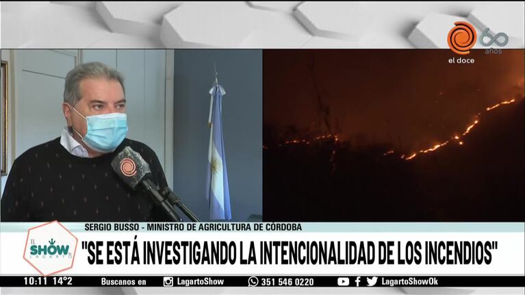 Incendios: el ministro Busso habló de los "ambientalistas" y el "desastre"